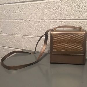 Stuart Weitzman Small Bronze Leather Bag Gold